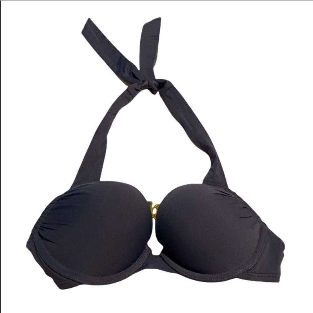 Victoria’s Secret Push-Up Halter Bikini Top Dark Gray Women’s Size 32A - Picture 2 of 6